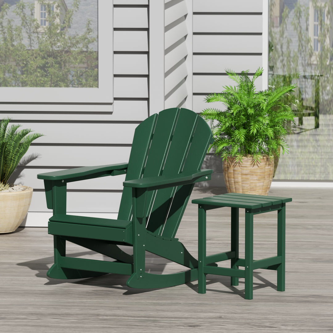 Malibu Outdoor Patio Rocking Adirondack Chairs with Side Table Set