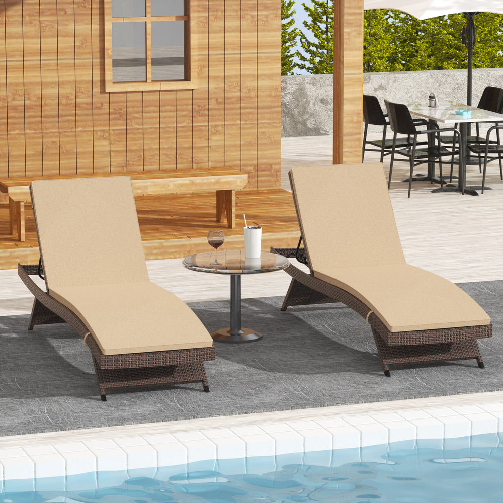 Somerset Brown Rattan Wicker Outdoor Patio Chaise Lounge with Cushion (Set of 2)