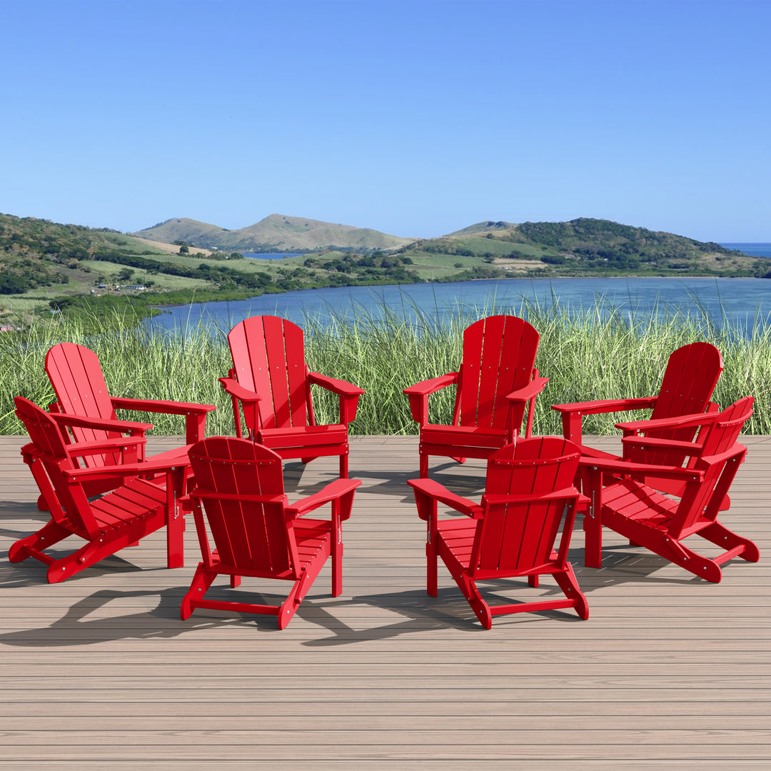 Malibu Outdoor Folding Poly Adirondack Chair (Set of 8)