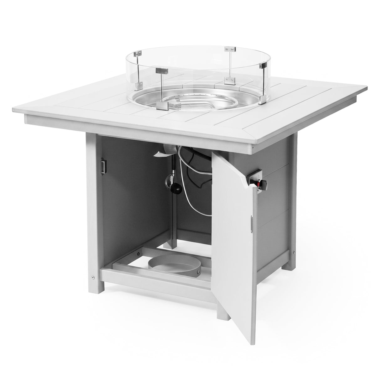 Helios Modern Outdoor Patio Propane 42" Square Fire Pit Table