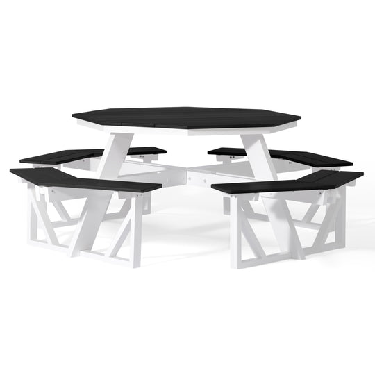 Outdoor 48" HDPE 8-Person Patio Octagon Picnic Table