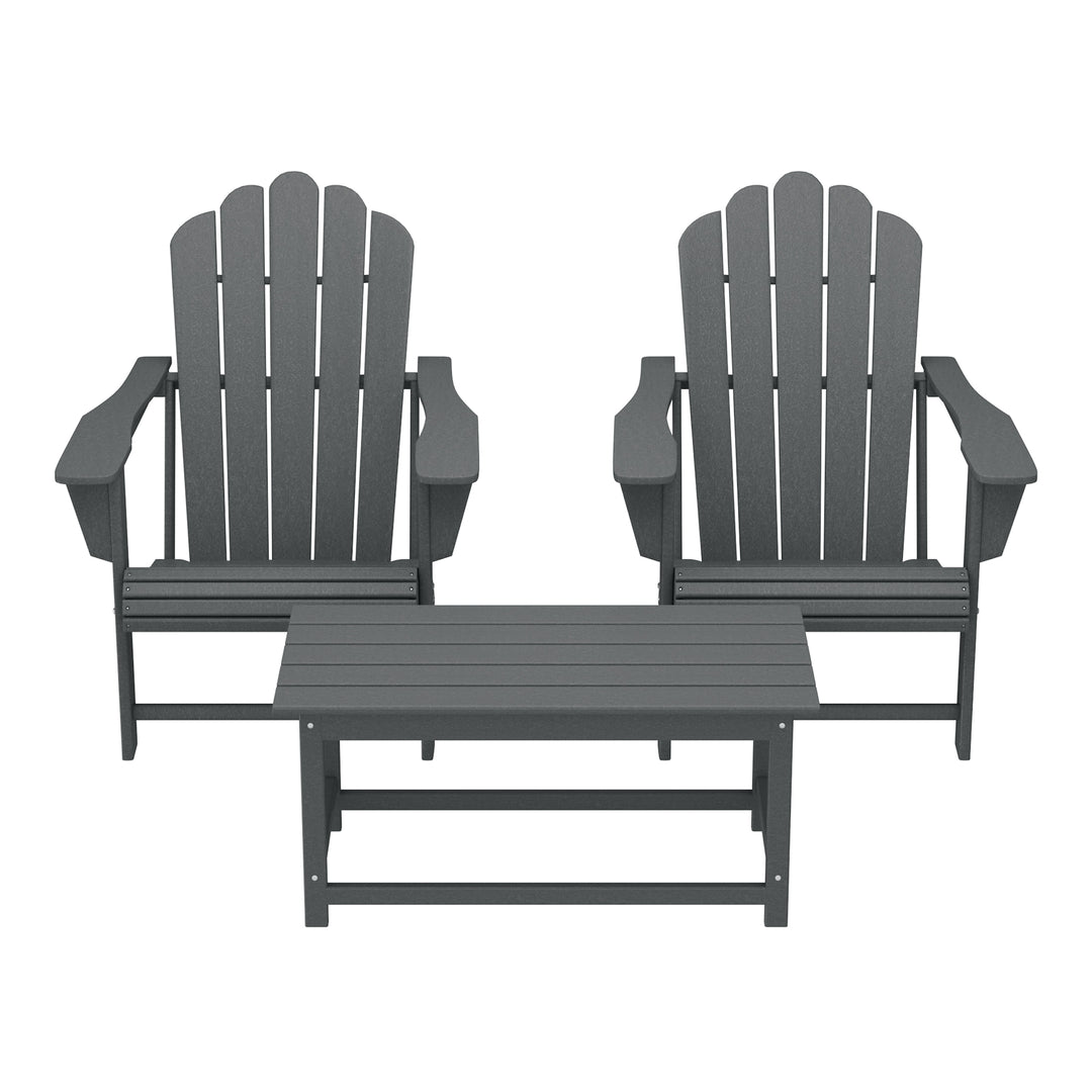 Highland 3-Piece Adirondack Chairs with Cup Holders and Coffee Table Set