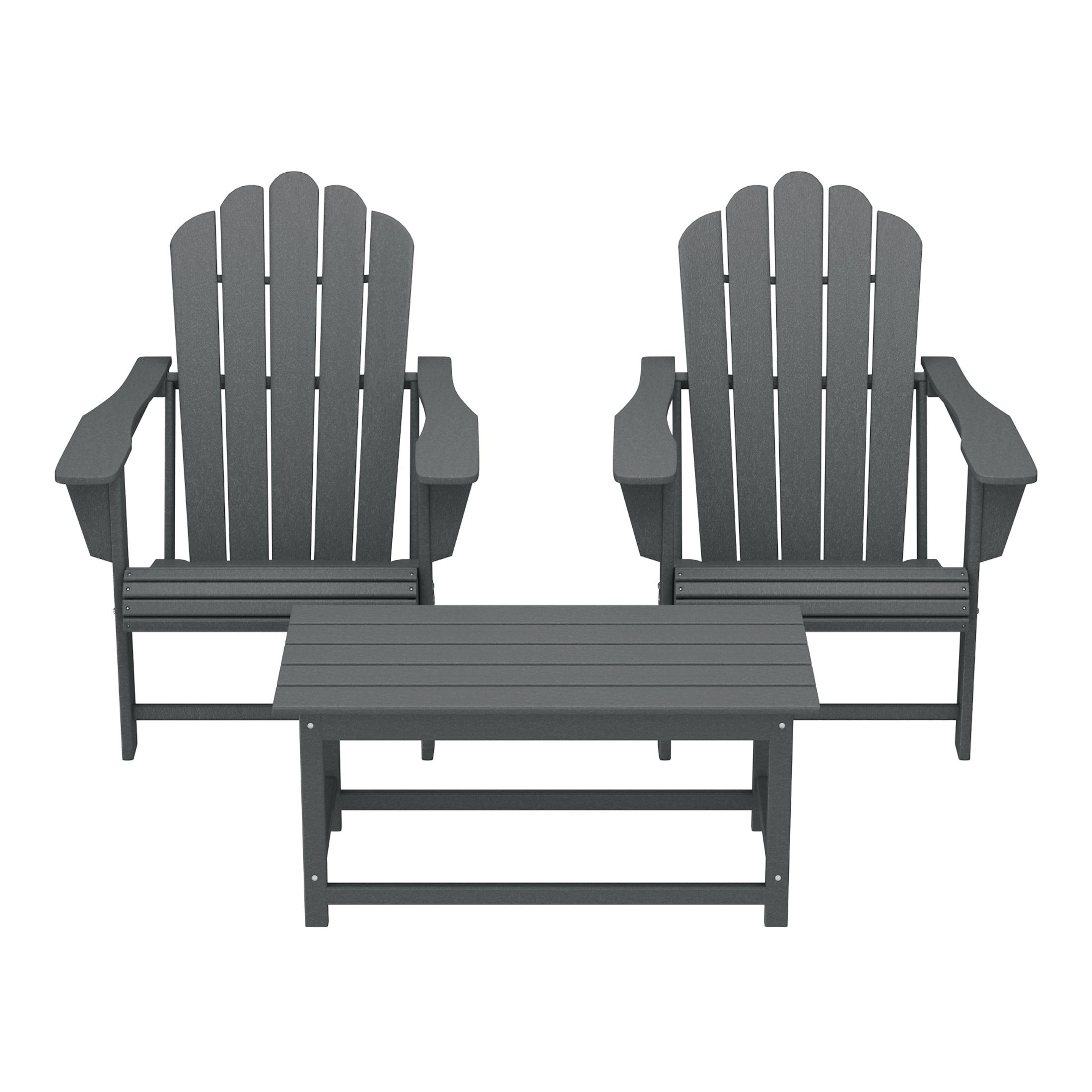 Highland 3-Piece Adirondack Chairs with Cup Holders and Coffee Table Set