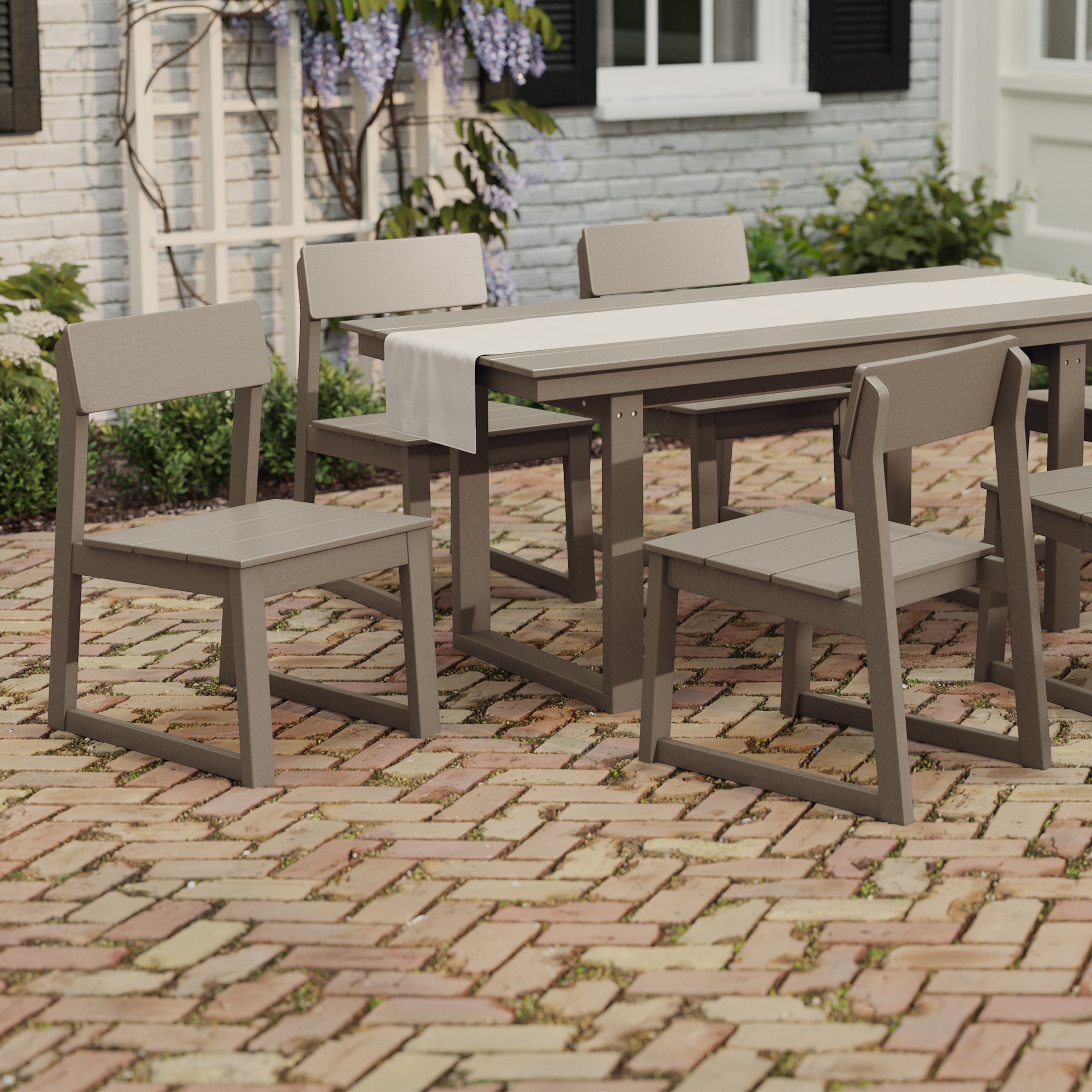 Paloma Modern HDPE Outdoor Armless Patio Dining Chairs (Set of 2)