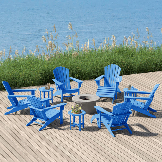 Dylan 12 Piece Outdoor Adirondack Chair With Ottoman And Side Table