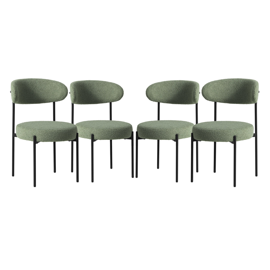 Alexandria Mid-Century Modern Upholstered Sherpa Round Dining Chairs (Set of 4)