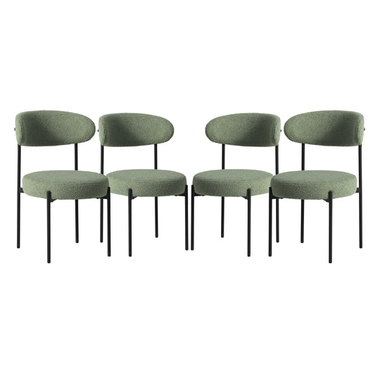 Alexandria Mid-Century Modern Upholstered Sherpa Round Dining Chairs (Set of 4)