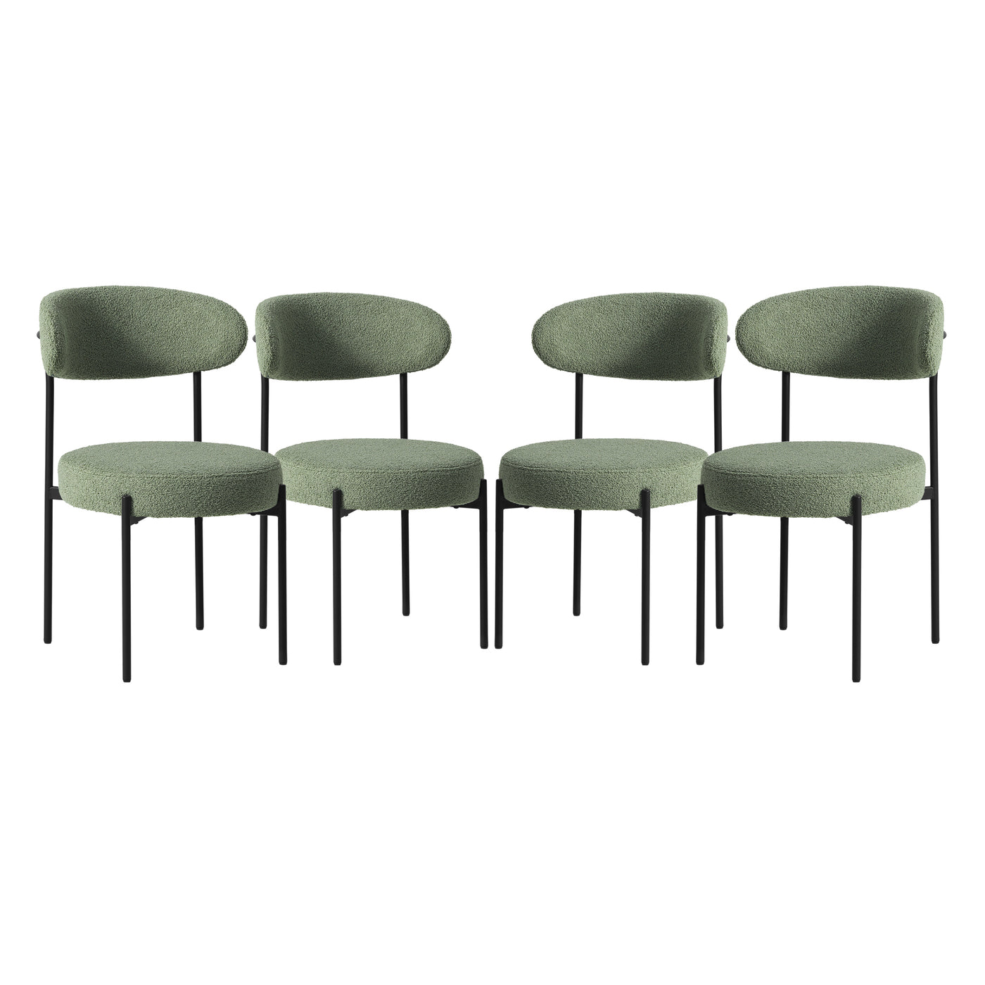 Alexandria Mid-Century Modern Upholstered Sherpa Round Dining Chairs (Set of 4)