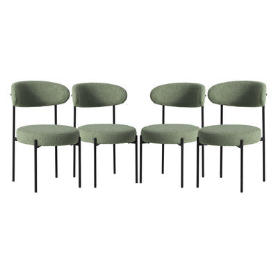 Alexandria Mid-Century Modern Upholstered Sherpa Round Dining Chairs (Set of 4)