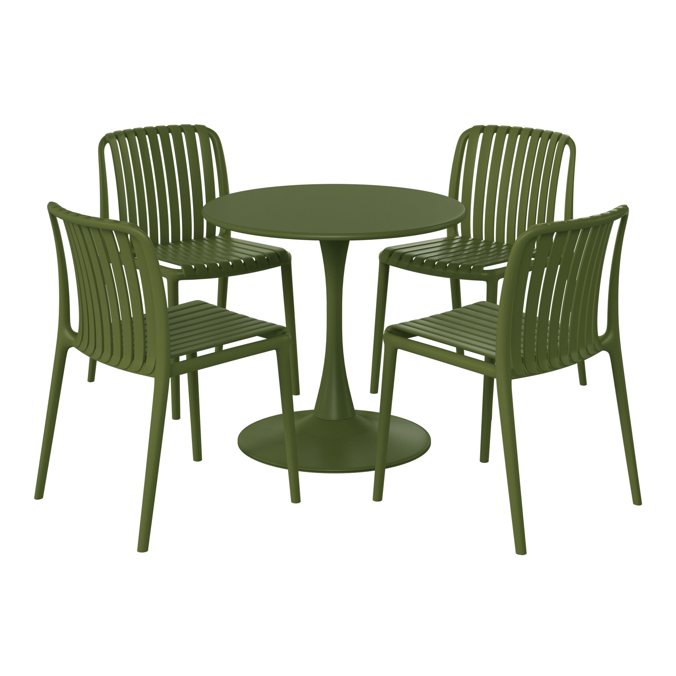 Playa 5-Piece Outdoor Metal Dining Table Set And Stackable Resin Patio Chairs