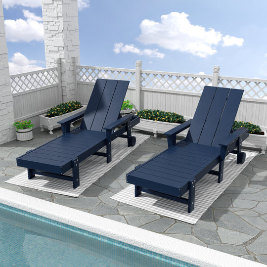 Ashore 2 Piece Reclining Chaise Lounge With Arms & Wheels