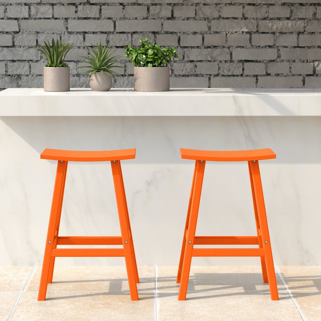 Malibu 2 piece set of 24" height Outdoor / Patio Saddle bar stools