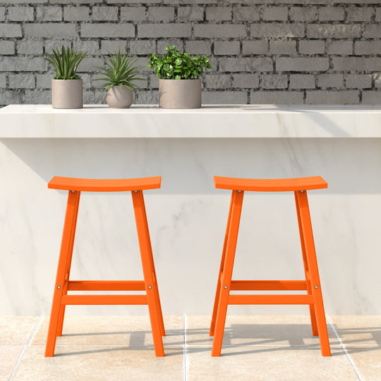 Malibu 2 piece set of 24" height Outdoor / Patio Saddle bar stools