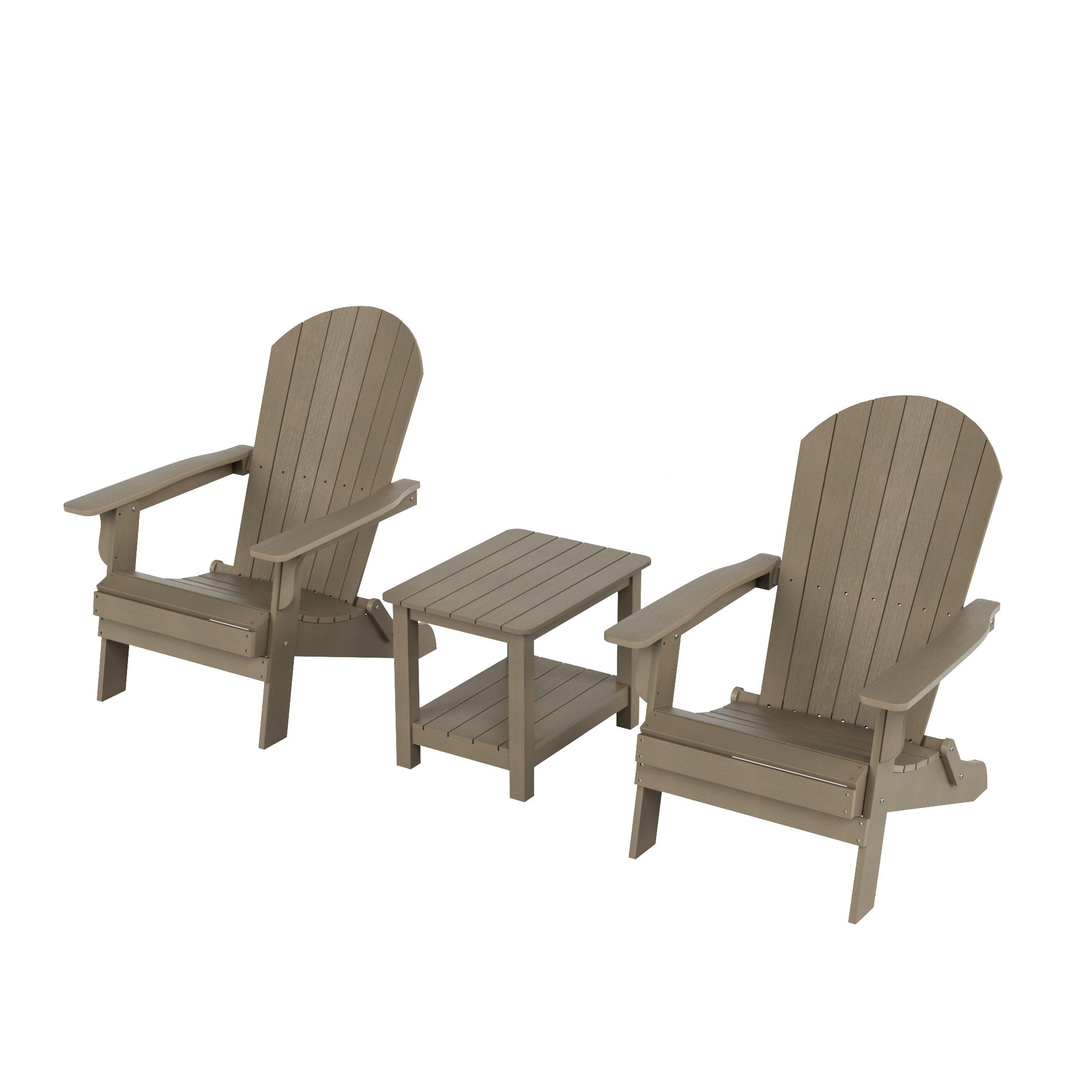 Tuscany 3PC Outdoor Adirondack Seashell Chair Set With Side Table