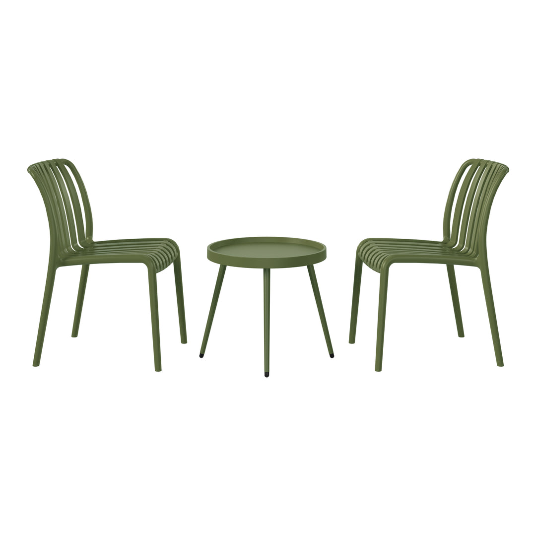 Playa 3-Piece Outdoor Patio Bistro Balcony Furniture Set With Stackable Chairs