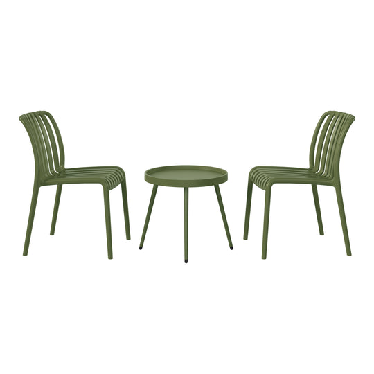 Playa 3-Piece Outdoor Patio Bistro Balcony Furniture Set With Stackable Chairs