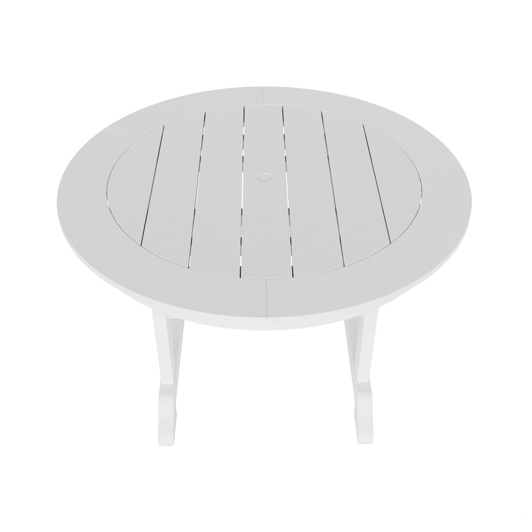 Malibu 5-Piece HDPE Round Patio Dining Table Set with Foldable Chairs