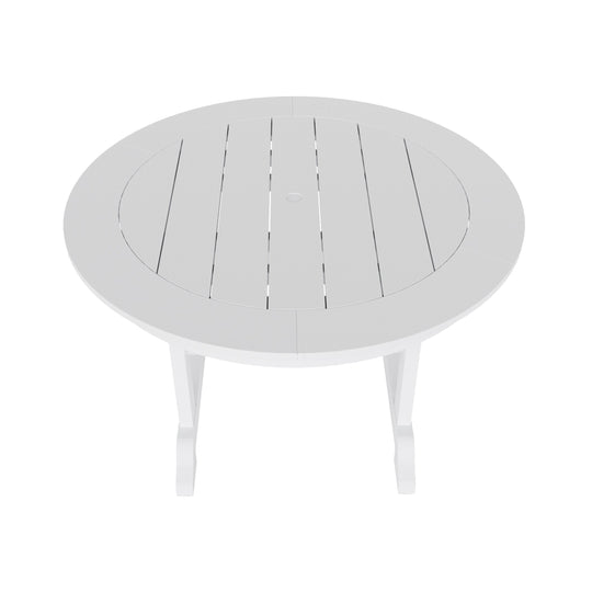 Malibu 5-Piece HDPE Round Patio Dining Table Set with Foldable Chairs