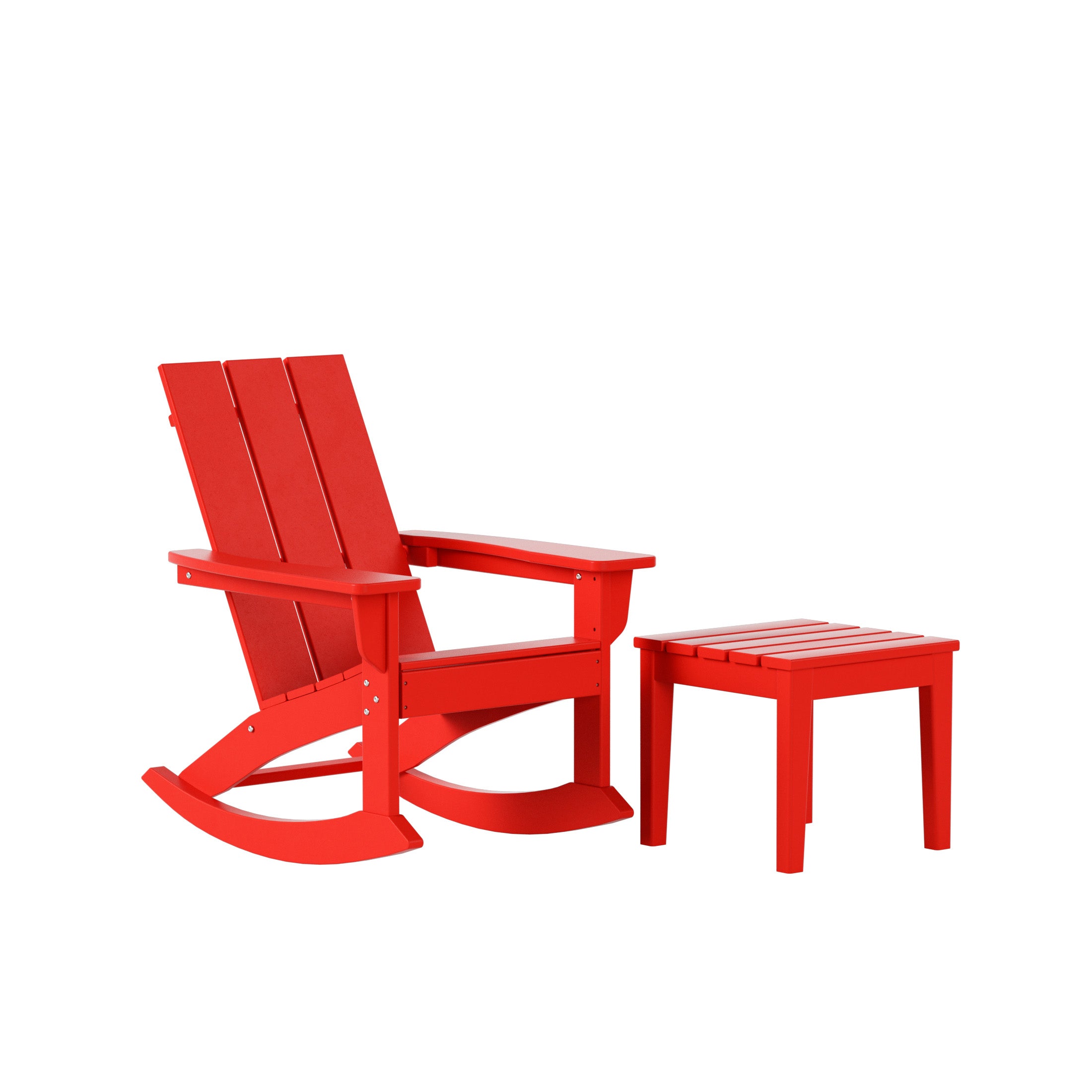 Ashore 2-Pieces Set Modern Plastic Outdoor Rocking Chair with Square Side Table