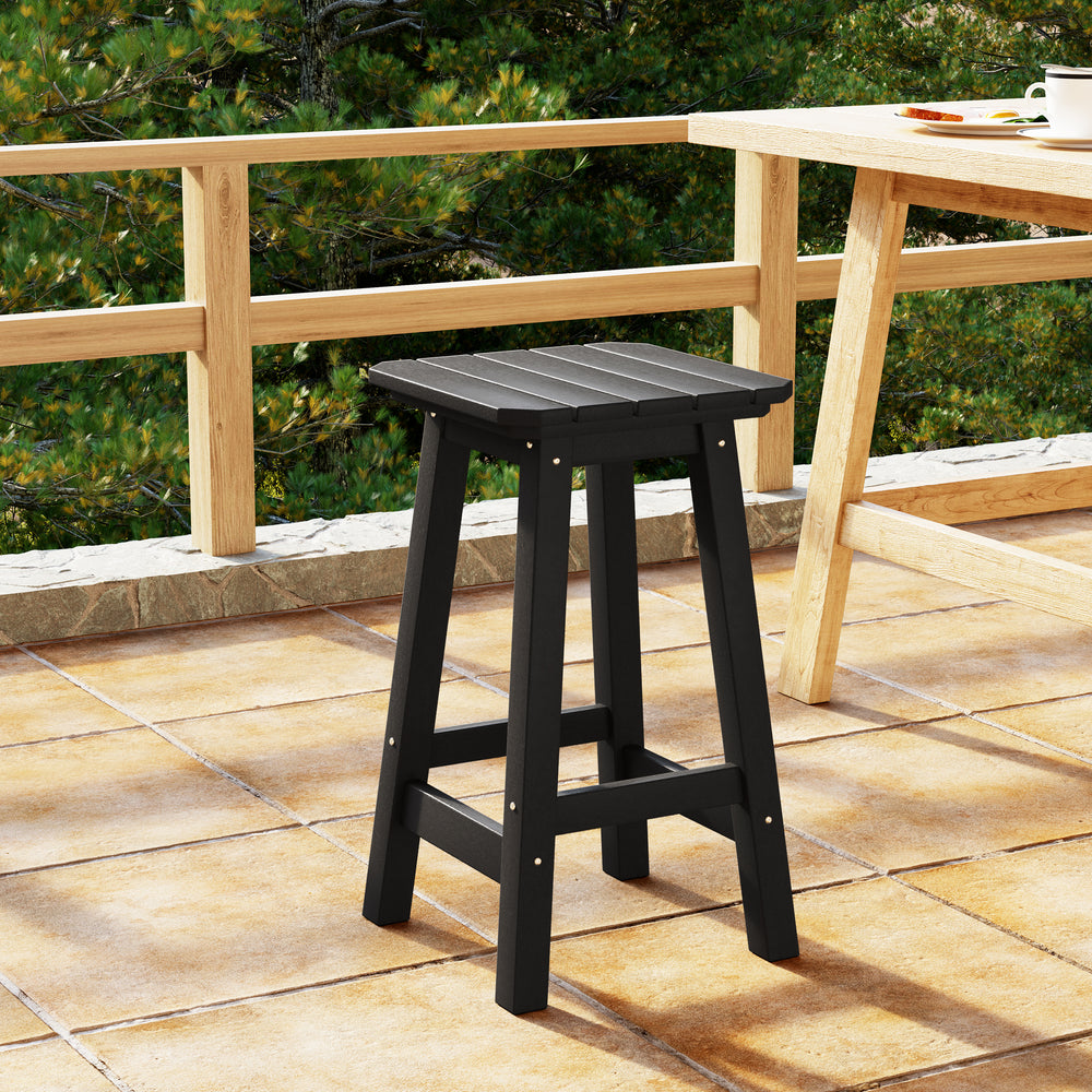 Malibu 24" HDPE Outdoor Patio Counter High Backless Square Bar Stool