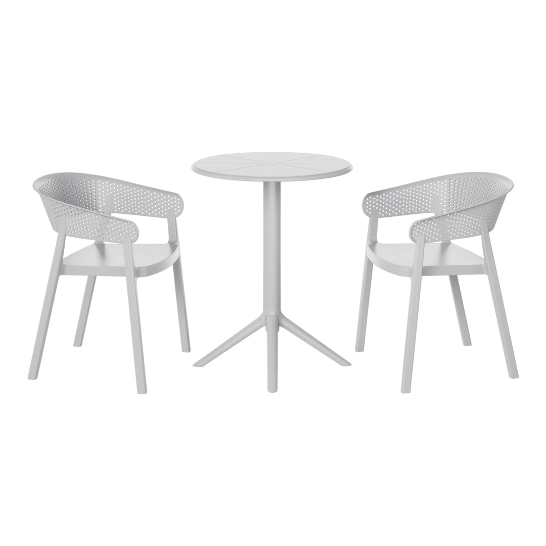 Playa 3-Piece Outdoor Resin Patio Bistro Table Set with Stackable Patio Dining Side Chairs
