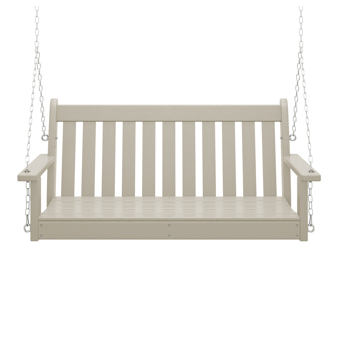 Malibu Outdoor Patio HDPE Hanging Front Porch Swing Bench