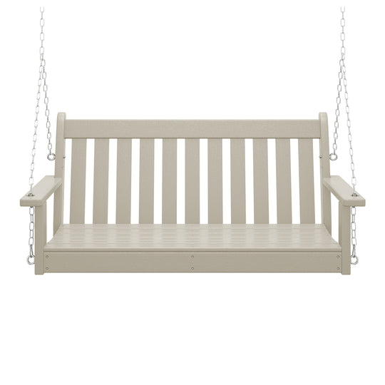 Malibu Outdoor Patio HDPE Hanging Front Porch Swing Bench