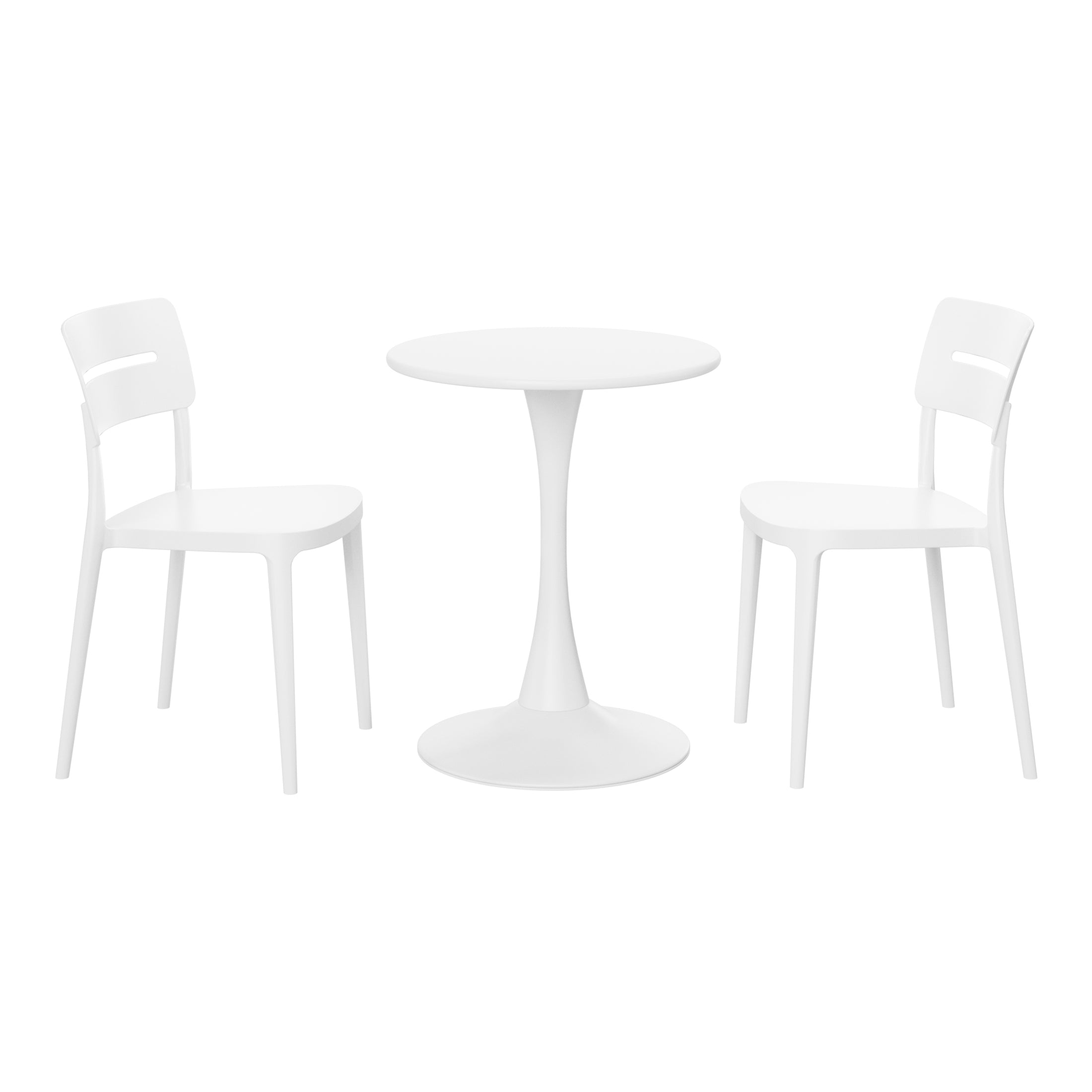 Playa 3-Piece Outdoor Round Metal Patio Dining Table Set With Stackable Patio Chairs
