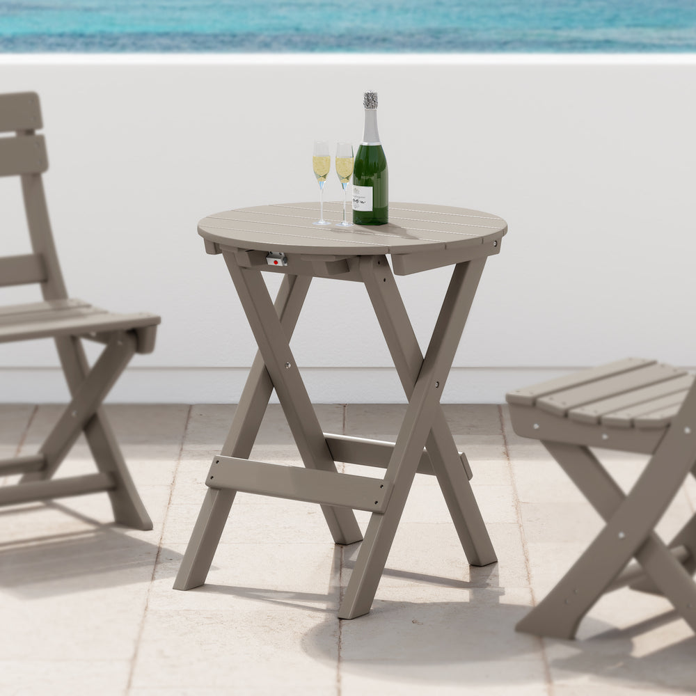 Malibu HDPE Outdoor 24.5 Inch Round Portable Folding Patio Dining Table