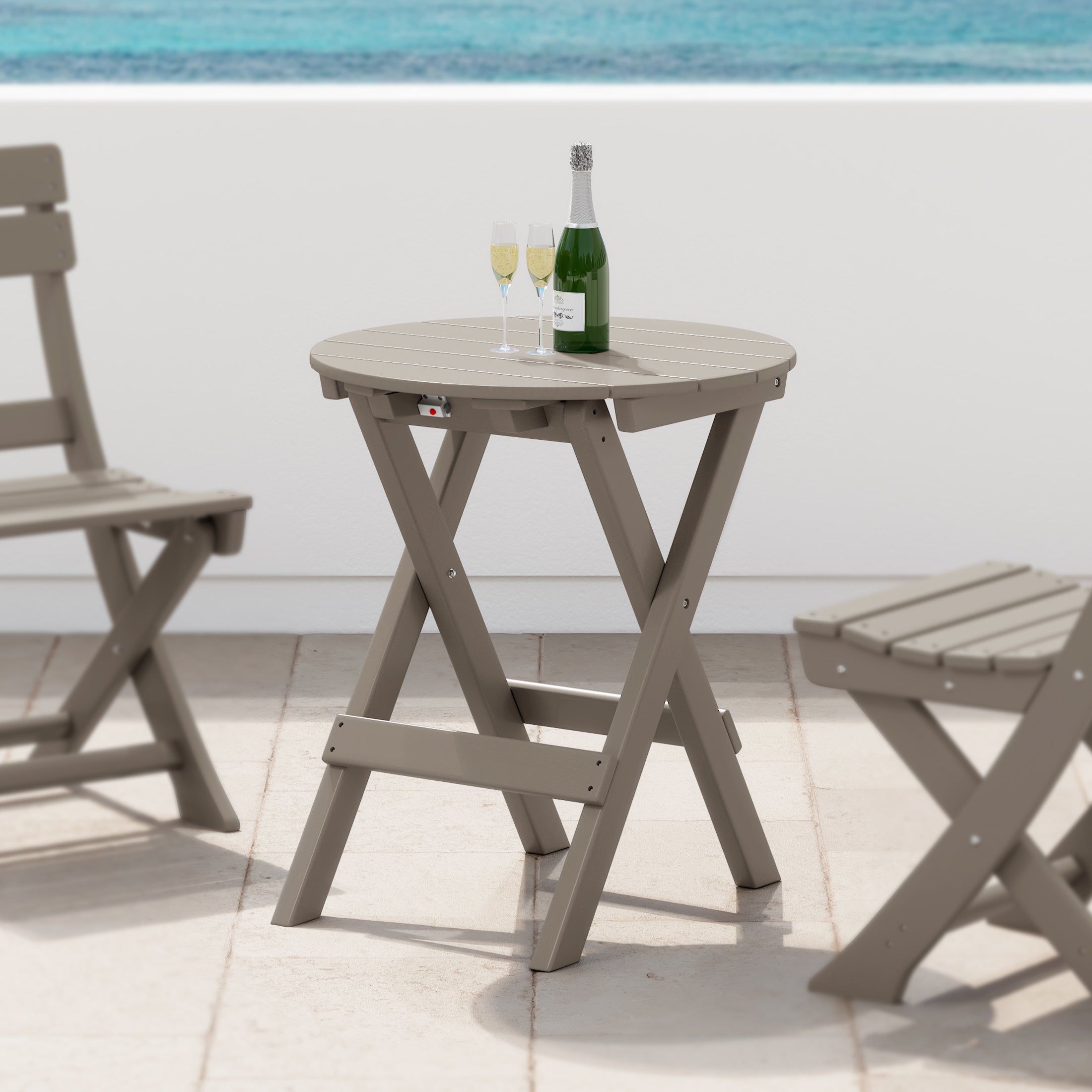 Malibu HDPE Outdoor 24.5 Inch Round Portable Folding Patio Dining Table