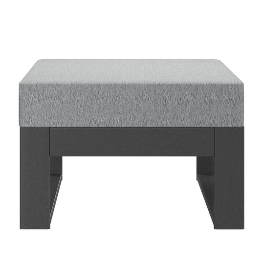Montara Outdoor HDPE Patio Ottoman with Waterproof Olefin Cushions