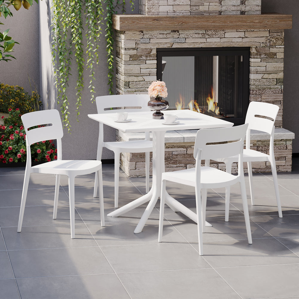 Playa Modern 5-Piece Resin Patio Dining Table Set with Stackable Patio Dining Chairs