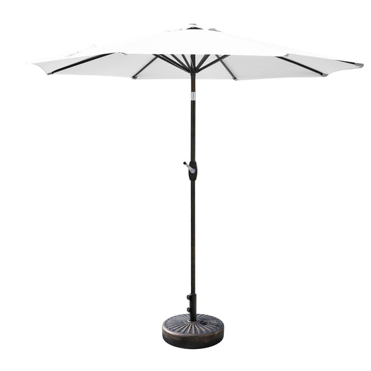 Paolo 9 ft. Patio Umbrella with Bronze Round Weight Base Kit