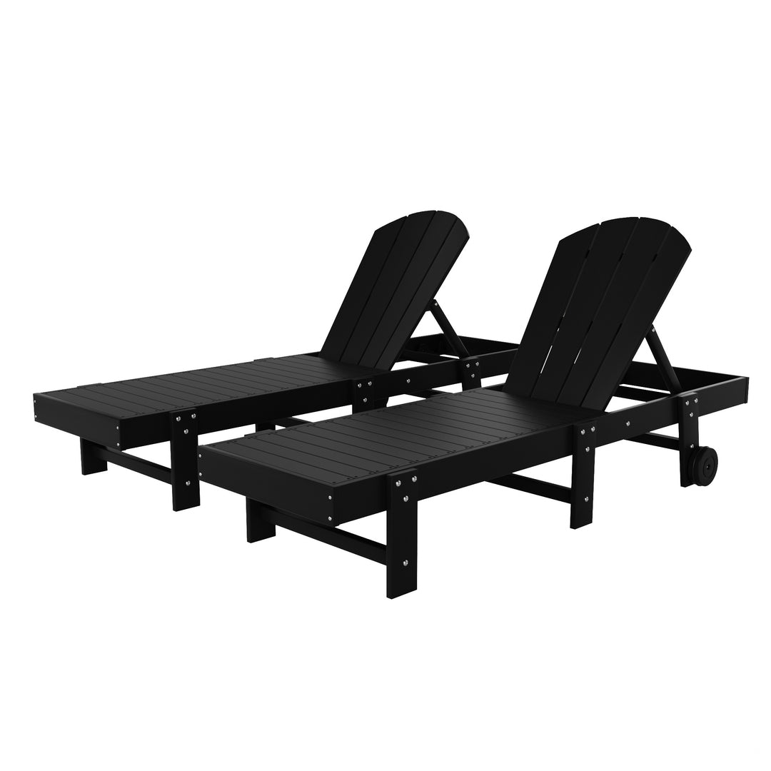 Malibu Adirondack Poly Reclining Chaise Lounge With Wheels (Set of 2)