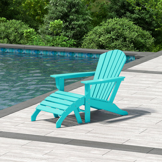 Dylan Outdoor Adirondack Chair With Ottoman 2-Piece Set