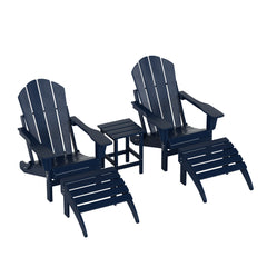 Malibu 5-Piece set classic Adirondack chairs with ottoman and a small coffee table (2 seater)