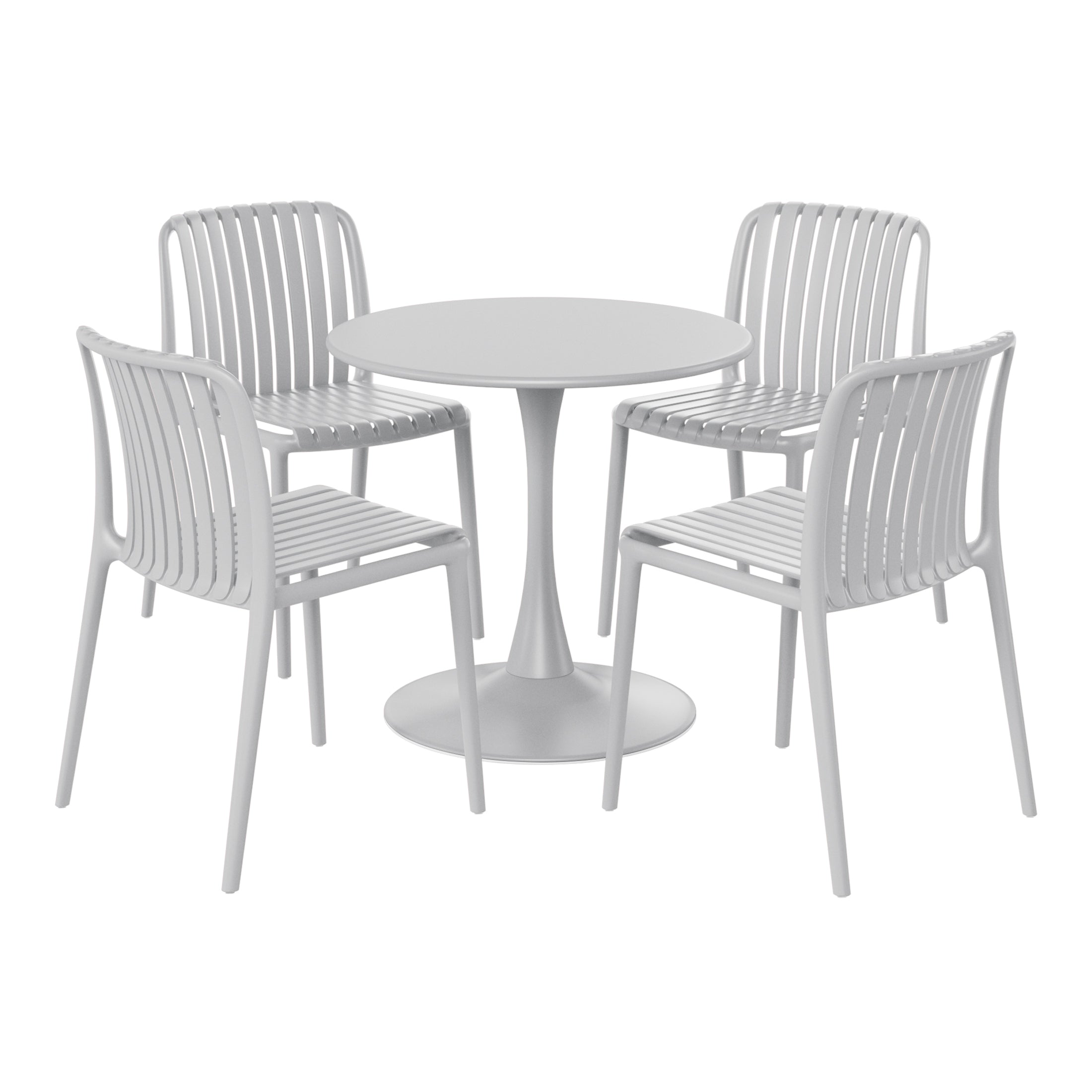 Playa 5-Piece Outdoor Metal Dining Table Set And Stackable Resin Patio Chairs