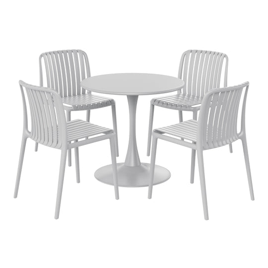 Playa 5-Piece Outdoor Metal Dining Table Set And Stackable Resin Patio Chairs