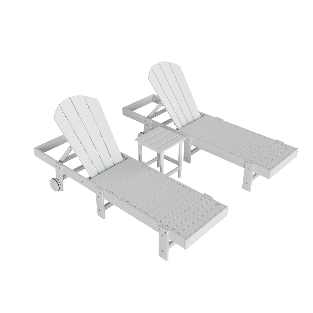 Malibu 3 Piece Poly Reclining Chaise Lounge With Wheels