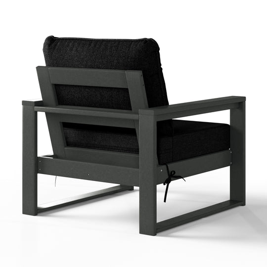 Outdoor Modern HDPE Patio Club Chair with Waterproof Deep Seat Cushions