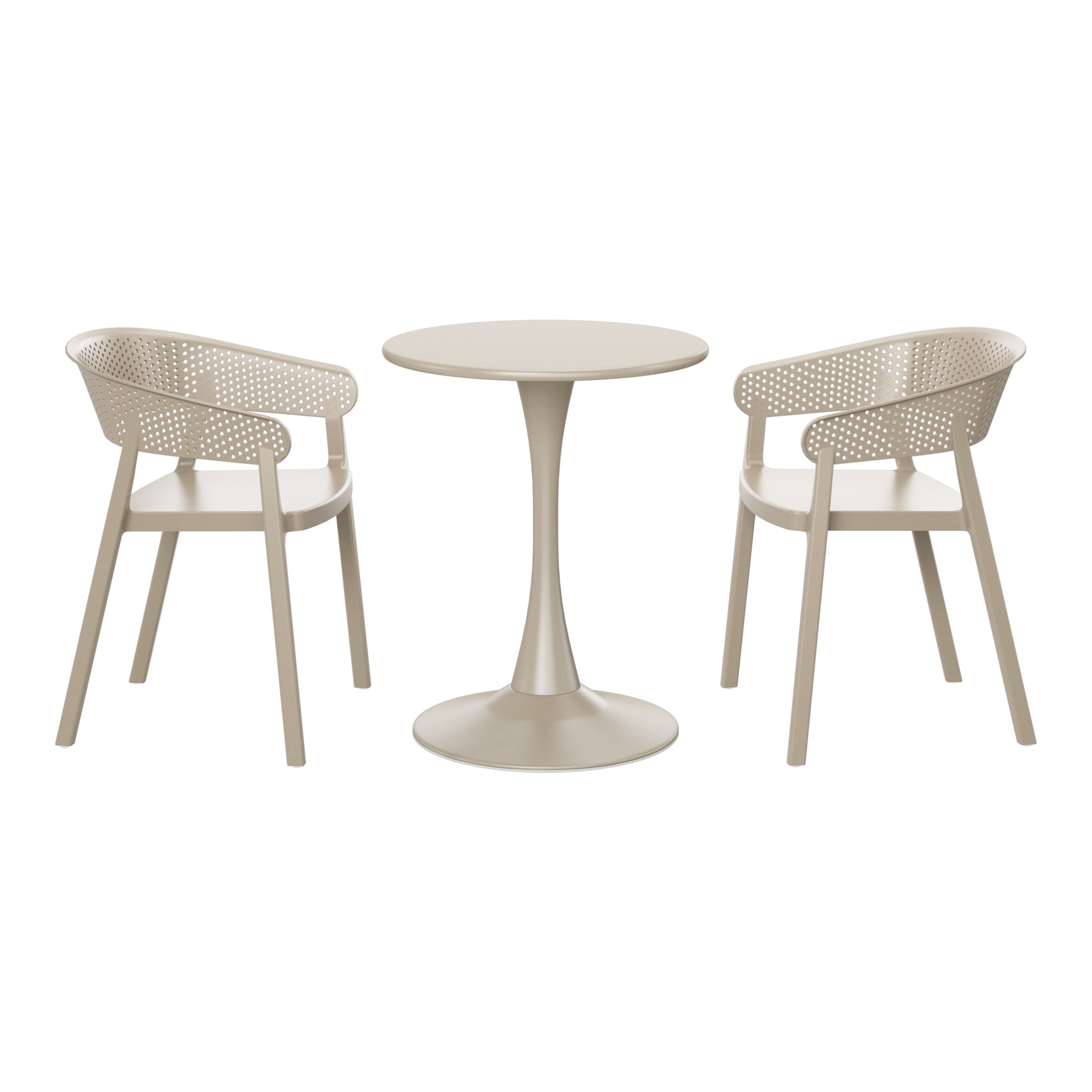 Playa 3-Piece Indoor Outdoor Metal Patio Dining Table Set With Stackable Patio Chairs