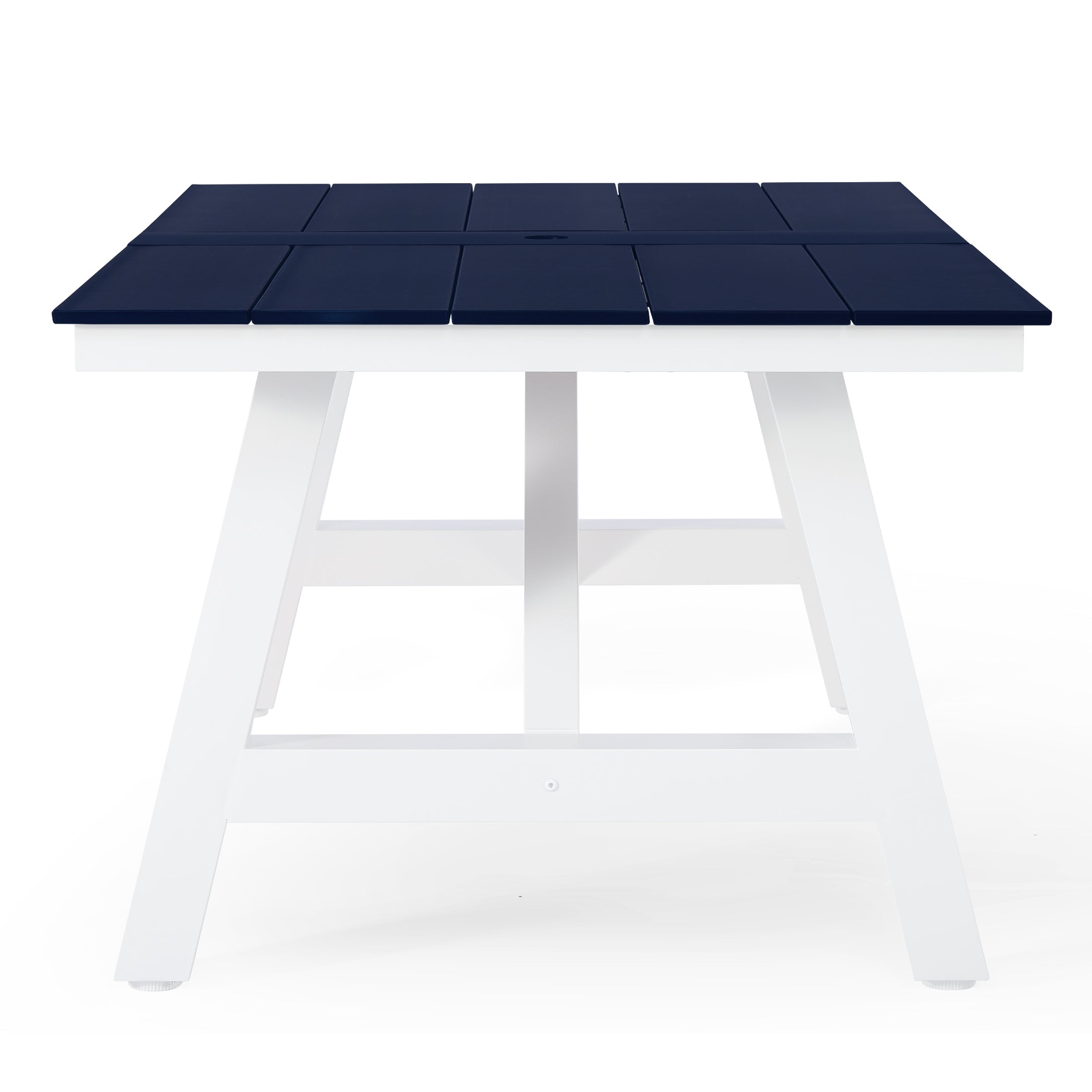 Cape May 90" HDPE Rectangle Outdoor Patio Dining Table With Umbrella Hole and Metal Frame