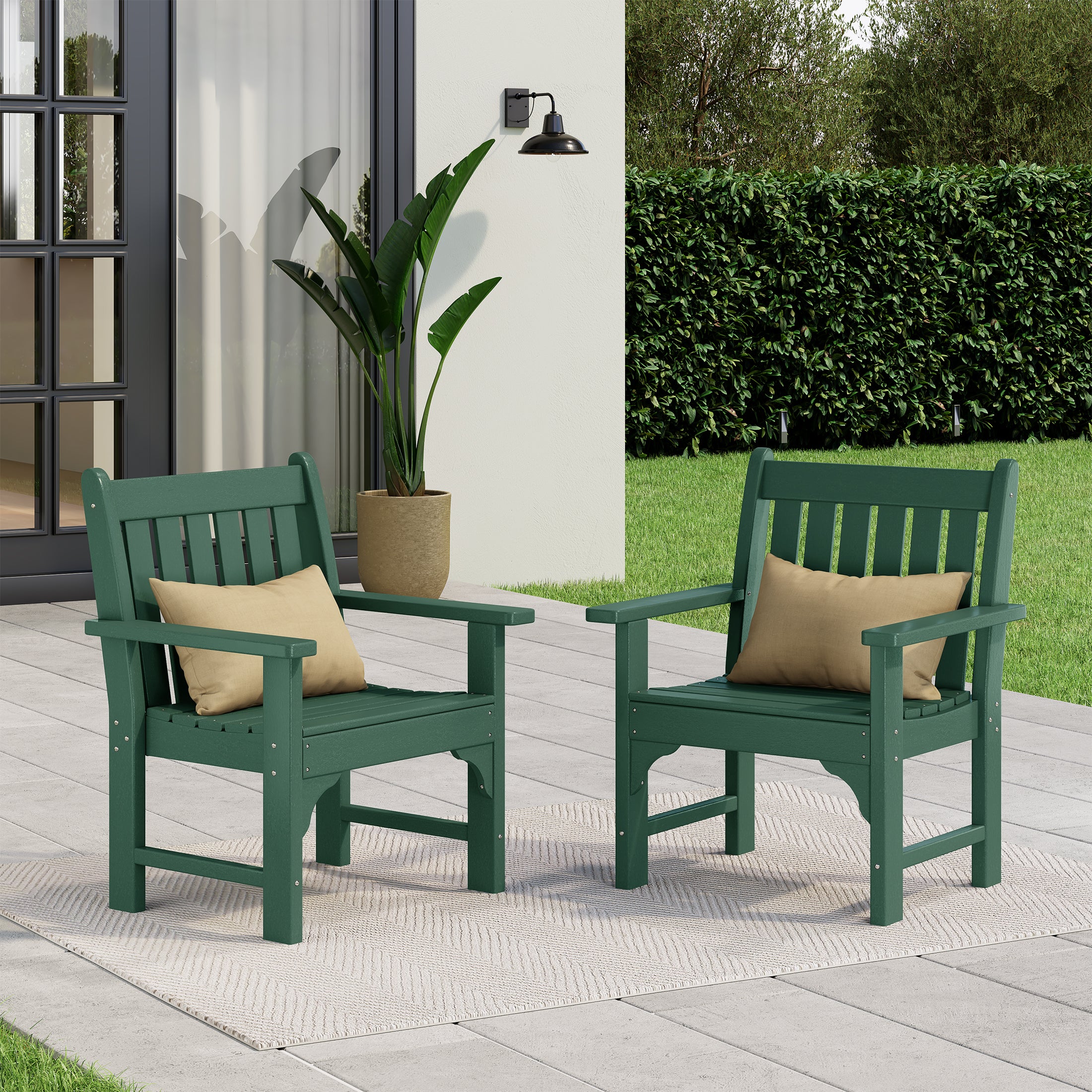 Malibu Outdoor Patio HDPE Adirondack Dining Arm Chairs (Set of 2)