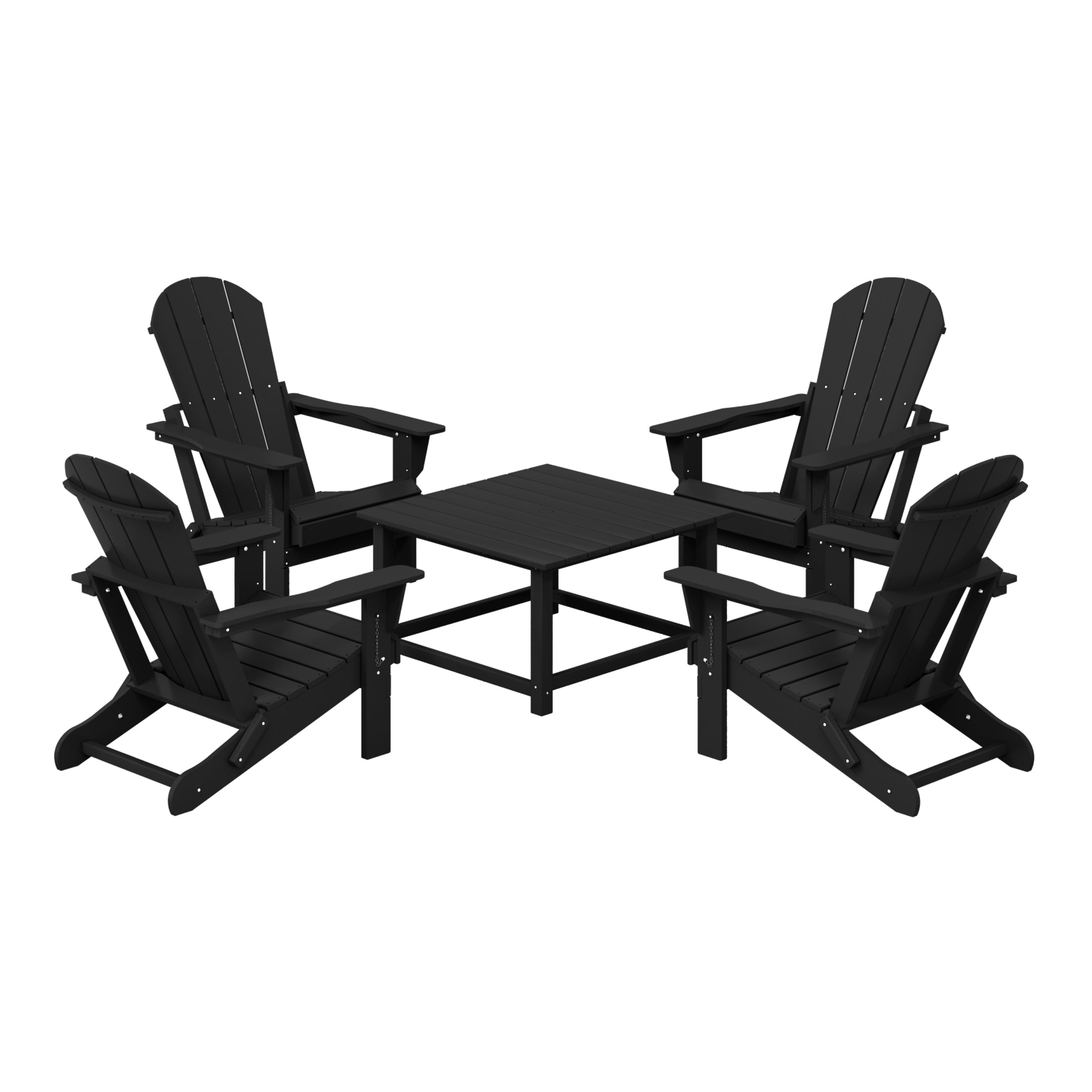 Malibu 5-Piece HDPE Adirondack Chair Outdoor Patio Table Conversation Set