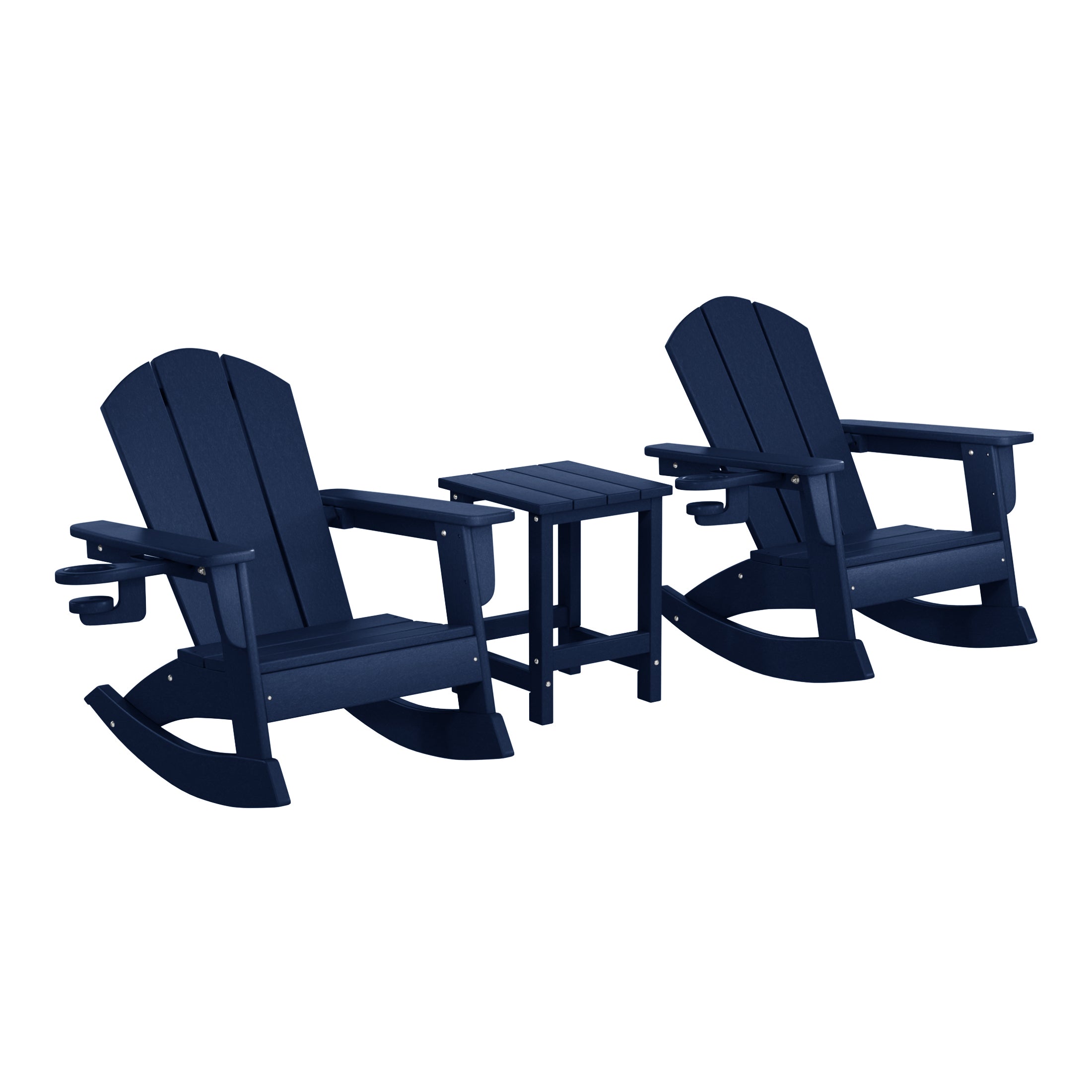 Malibu 3-Piece Kids Rocking Chair With Cup Holder and Square Side Table Set
