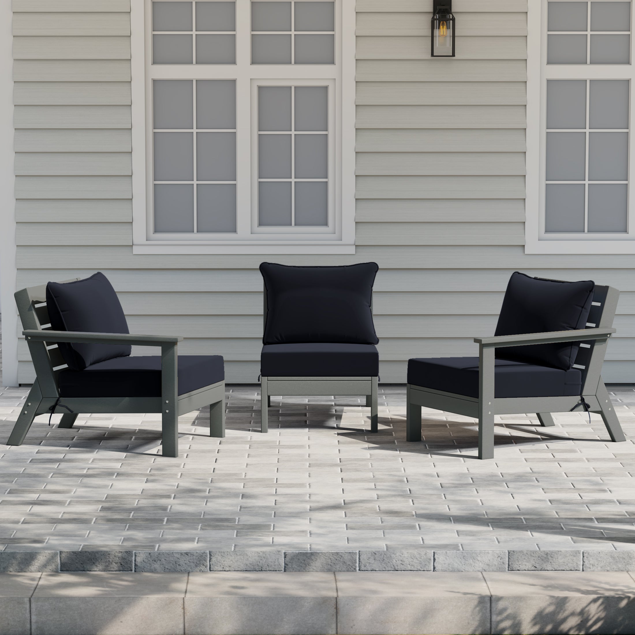 Avalon Outdoor Patio HDPE Sectional Sofa with Patio Cushions