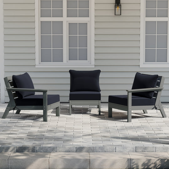 Avalon Outdoor Patio HDPE Sectional Sofa with Patio Cushions