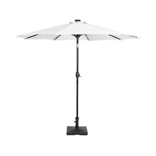 Cyrus 9 ft. Patio Solar Power LED Market Umbrella with Concrete Weight Base