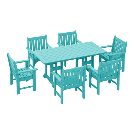 Malibu 7-Piece HDPE Outdoor Dining Patio Table and Chairs Set
