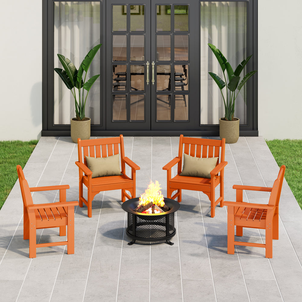 Malibu Outdoor Patio HDPE Adirondack Dining Arm Chairs (Set of 4)